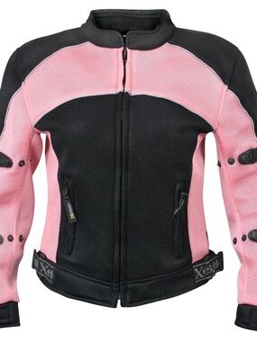 Women's Pink & Black Mesh Motorcycle Jacket - Sporty Utility Style